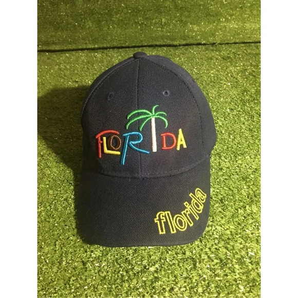 Mens Vintage Hat Florida Navy Y2K colorful tourist Disney summer Velcro - Picture 1 of 3